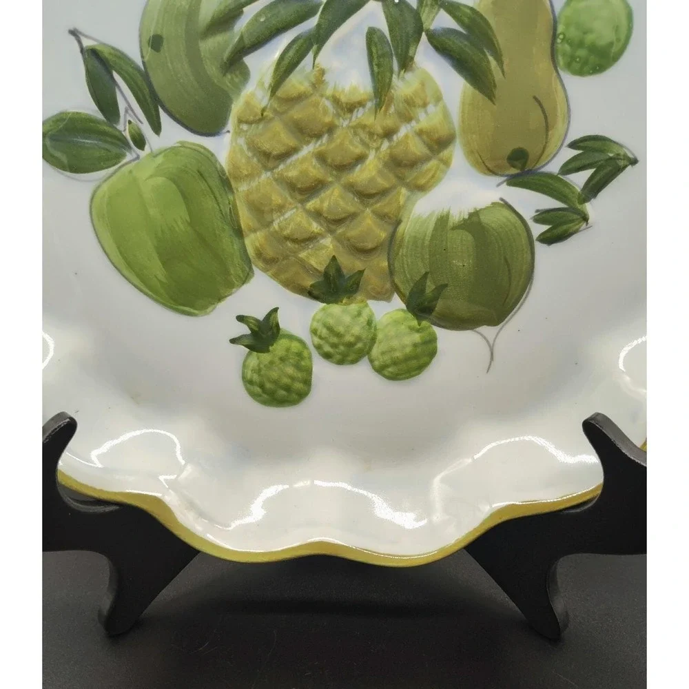 Vintage Los Angeles Pottery Platter Tray Pineapple Fruit Green Retro Apple 13